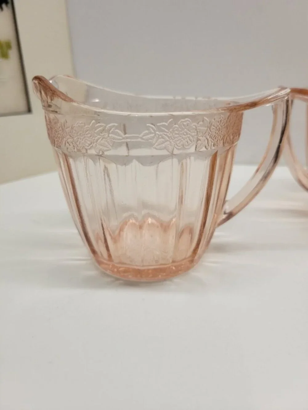 Jeannette Vintage Pink Depression Glass Adam Sugar Bowl & Creamer Set